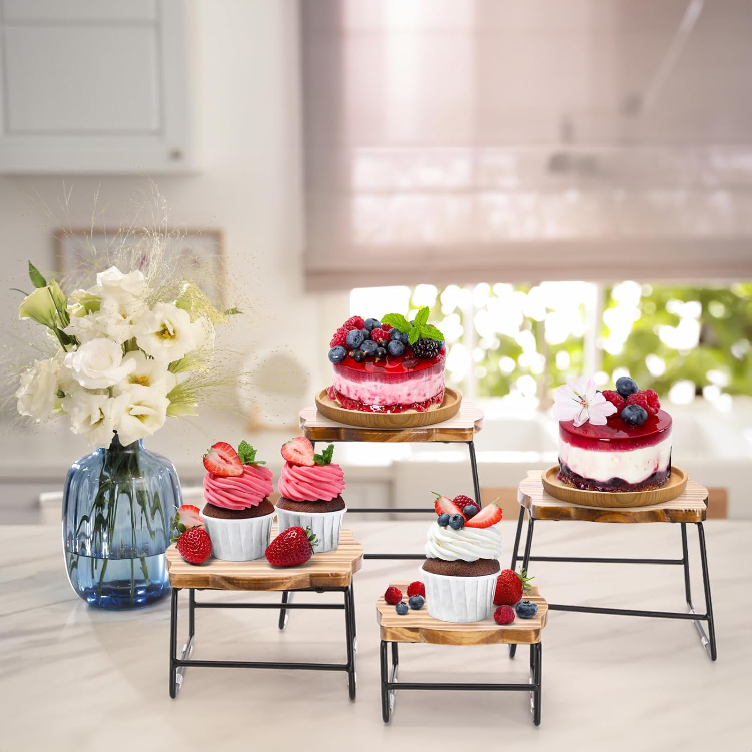 ZENFUN 4 Piece Wood Buffet Risers Set