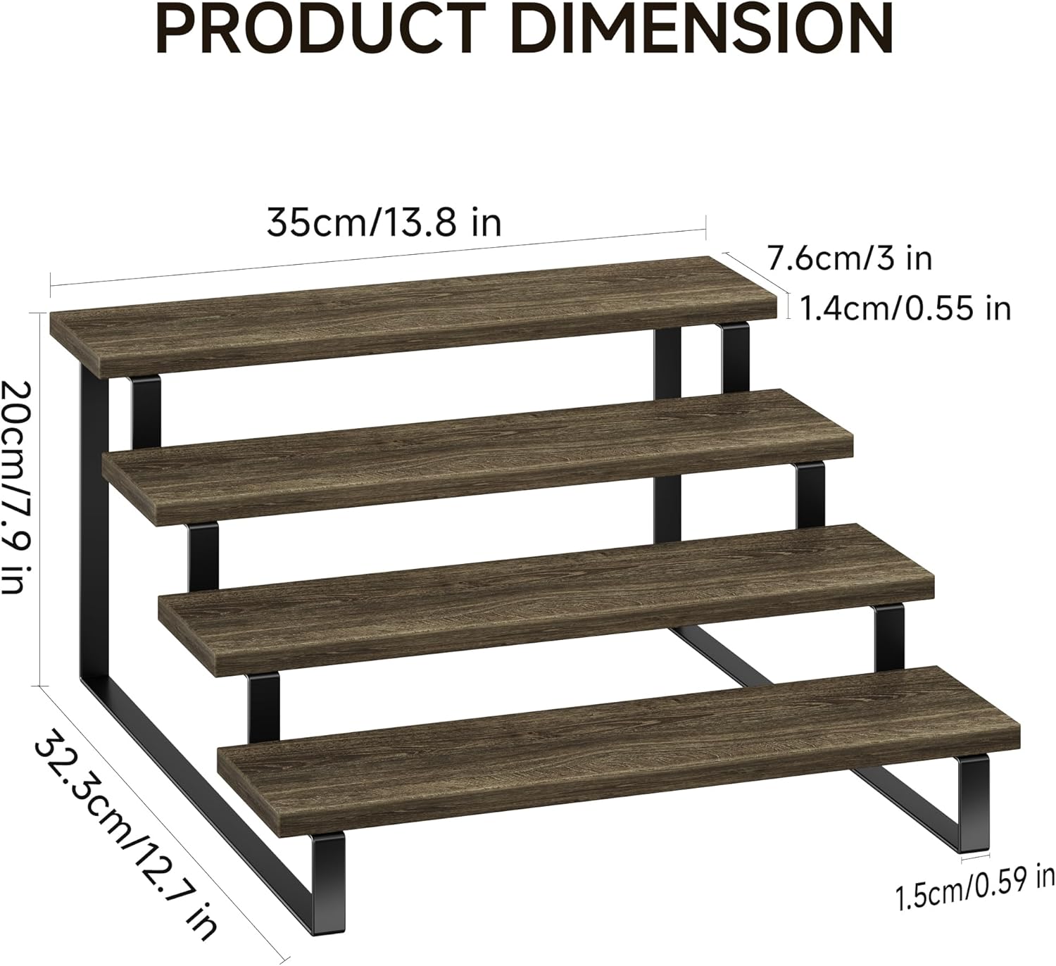 4 Tier Wooden Perfume Display Stand with Metal Frame