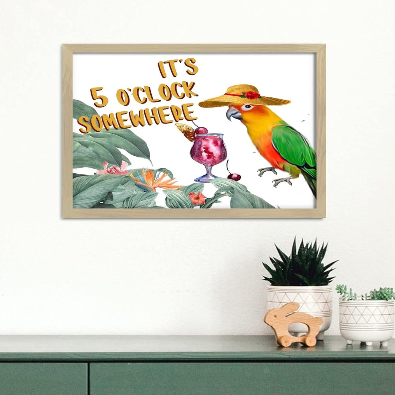 Its Five Oclock Somewhere Wood Framed Sign 8x12in