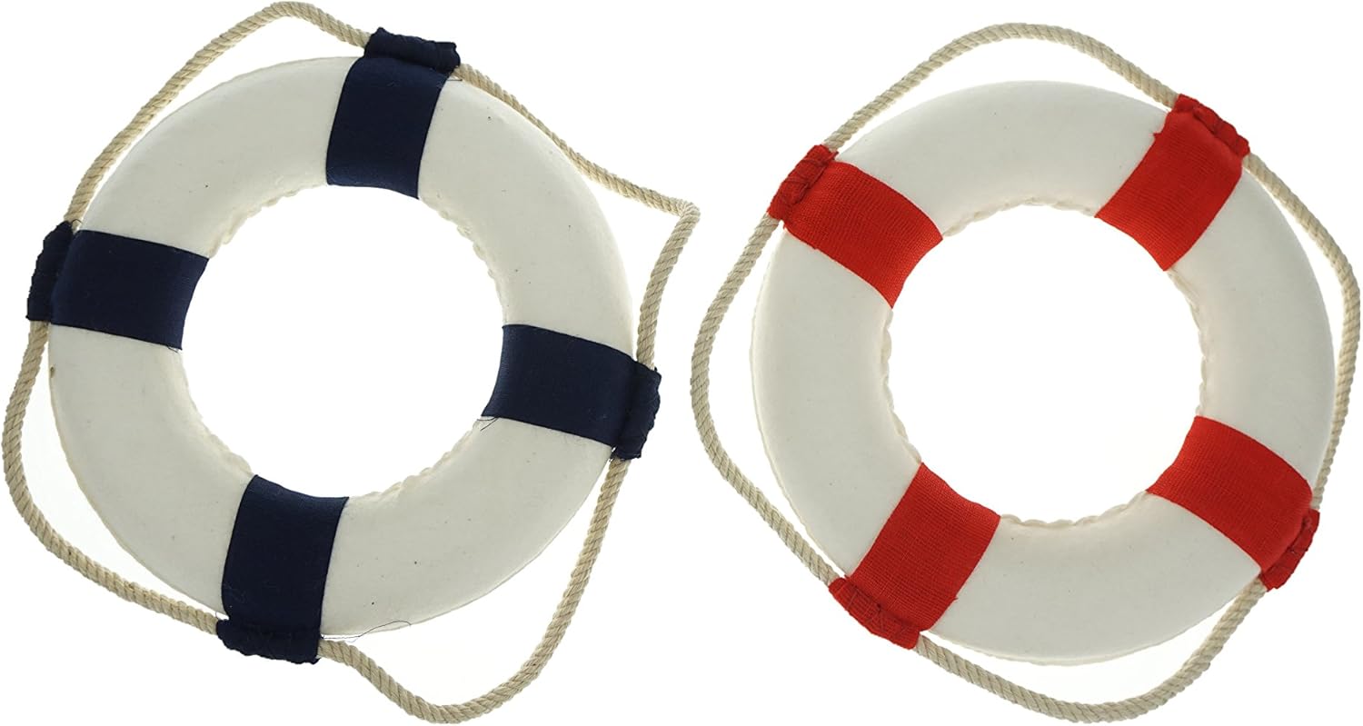 2PCS Welcome Cloth Life Ring Nautical Decor Red Blue