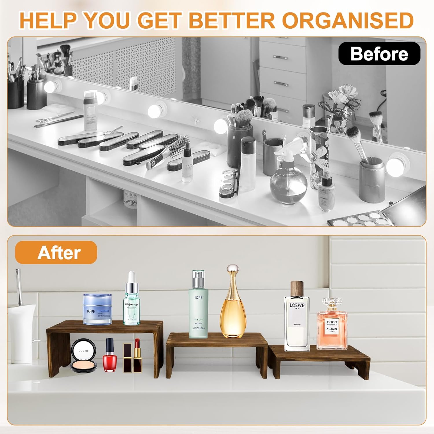 6-Piece Wood Display Risers Set for Home Dcor