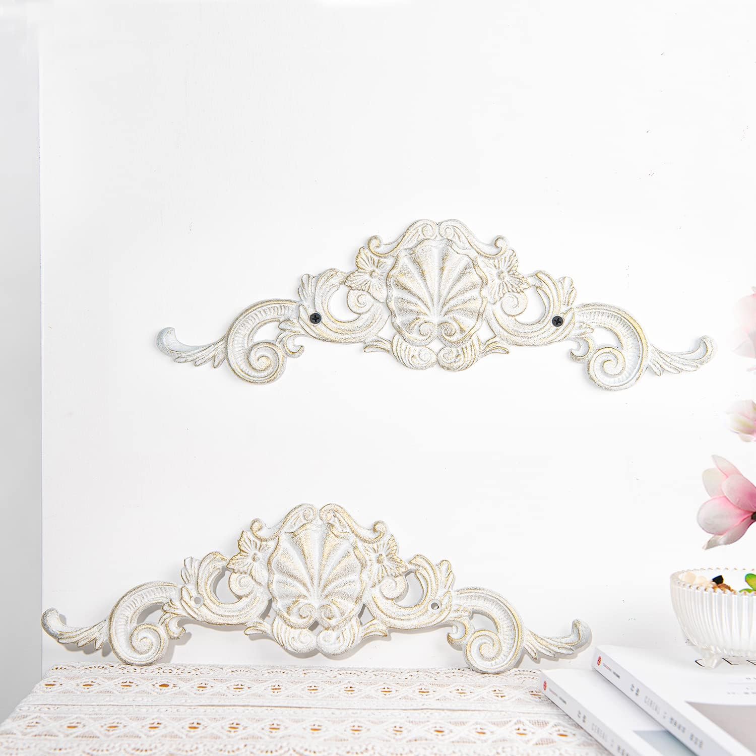 Sungmor 2PC Cast Iron Fleur De Lis Wall Decor
