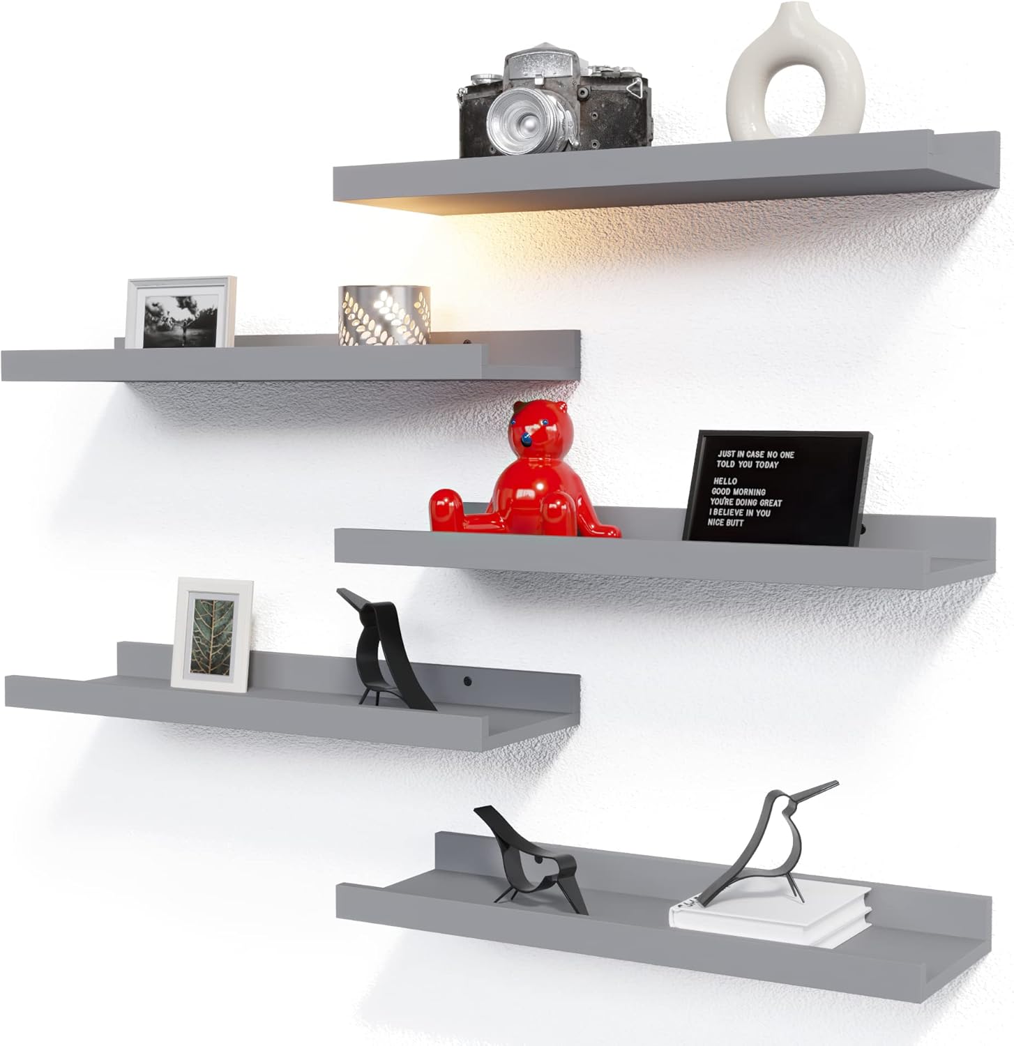 RICHER HOUSE Floating Wall Shelves Set - Grey