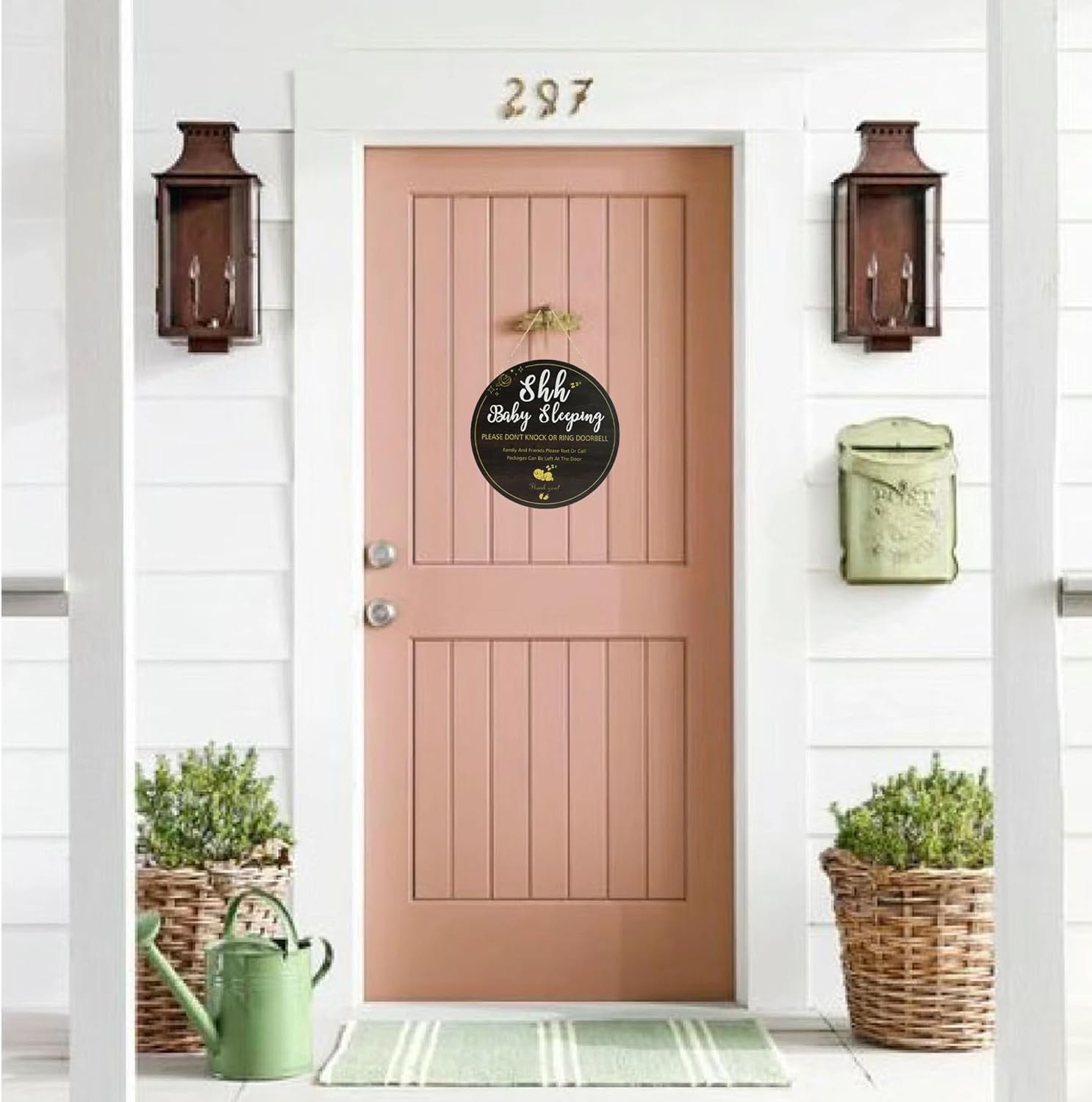 Baby Sleeping Sign Front Door Welcome Wooden Decor