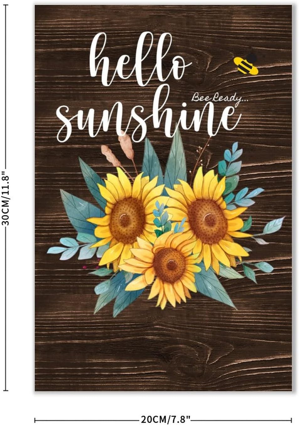 Hello Sunshine Sunflower Wall Decor Wooden Sign 8x12 Inch