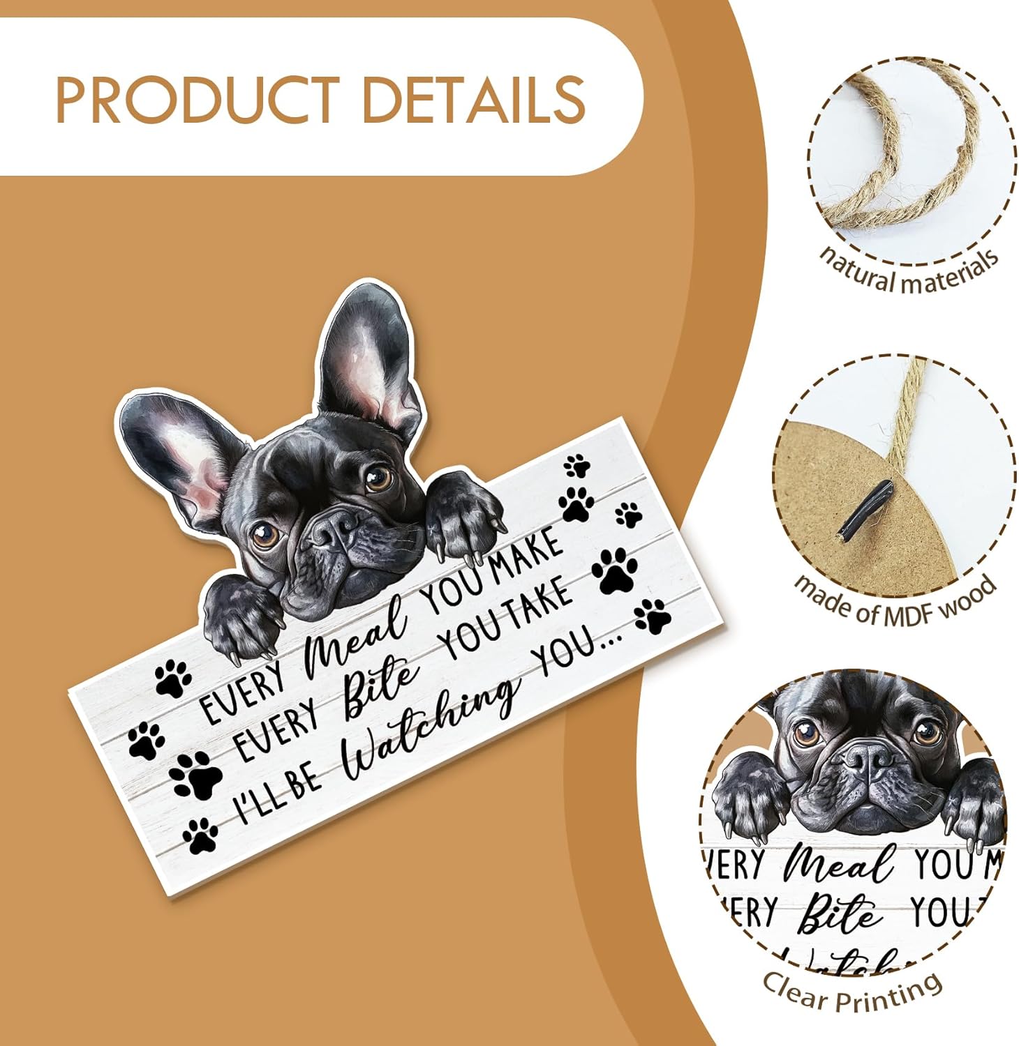 MOTERMATE French Bulldog Frenchie Wall Sign Decor
