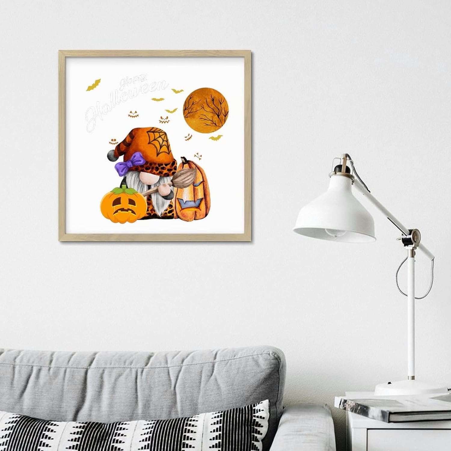 Fall Gnome Halloween Wood Sign 12x12in