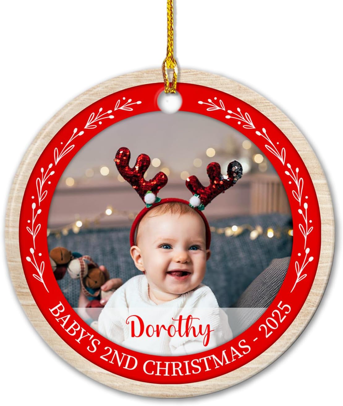 Personalized Babys 2nd Christmas Ceramic Ornament 2025