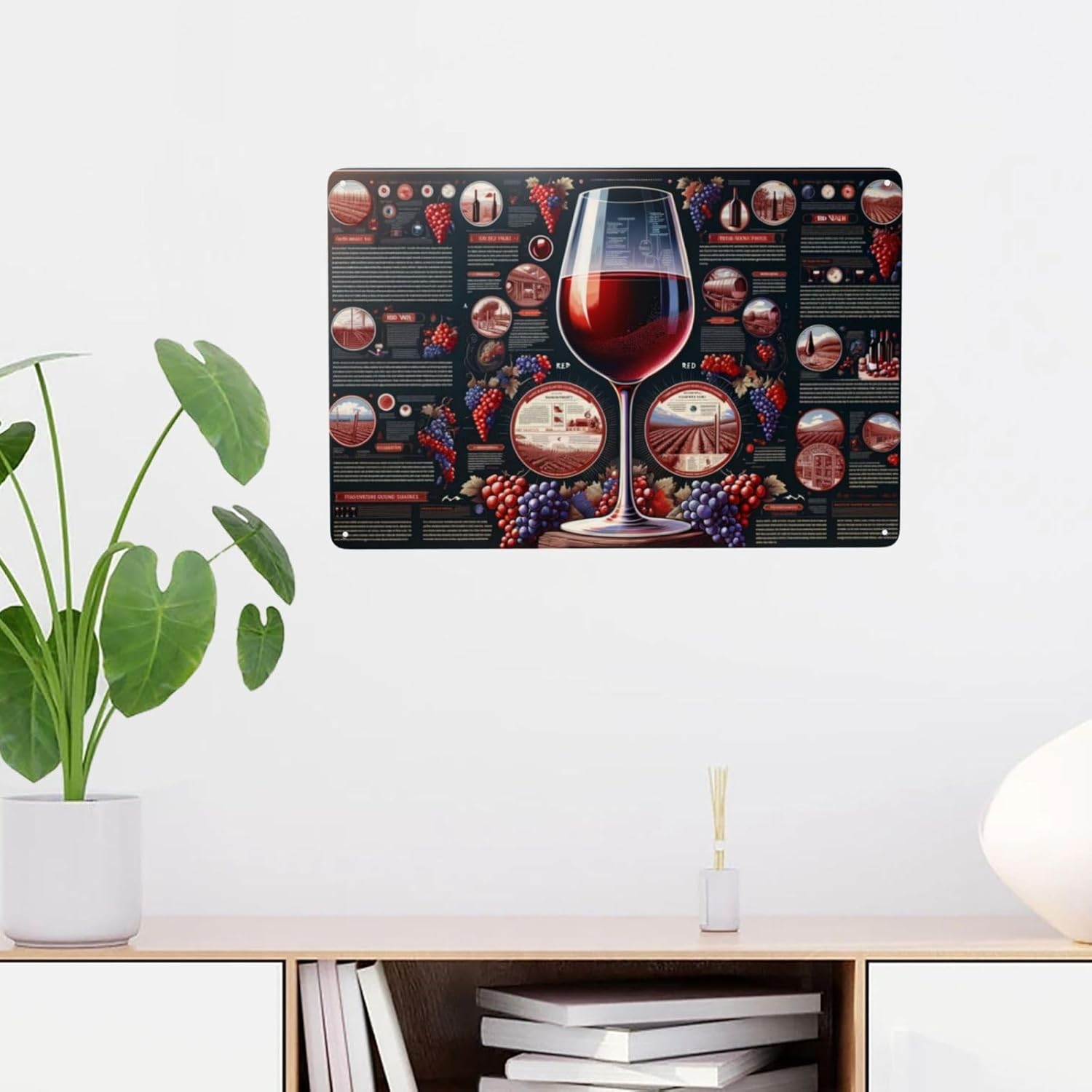 Sommeliers Choice Red Wine Guide Metal Tin Wall Art Sign 55x8inch