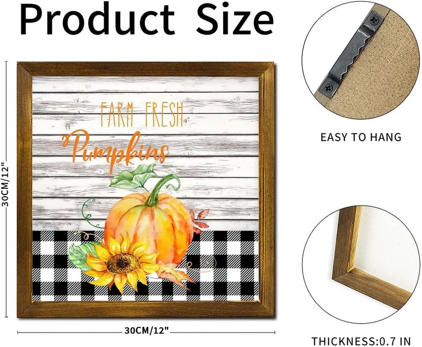 Farm Fresh Pumpkin Wooden Framed Sign 12x12 inch