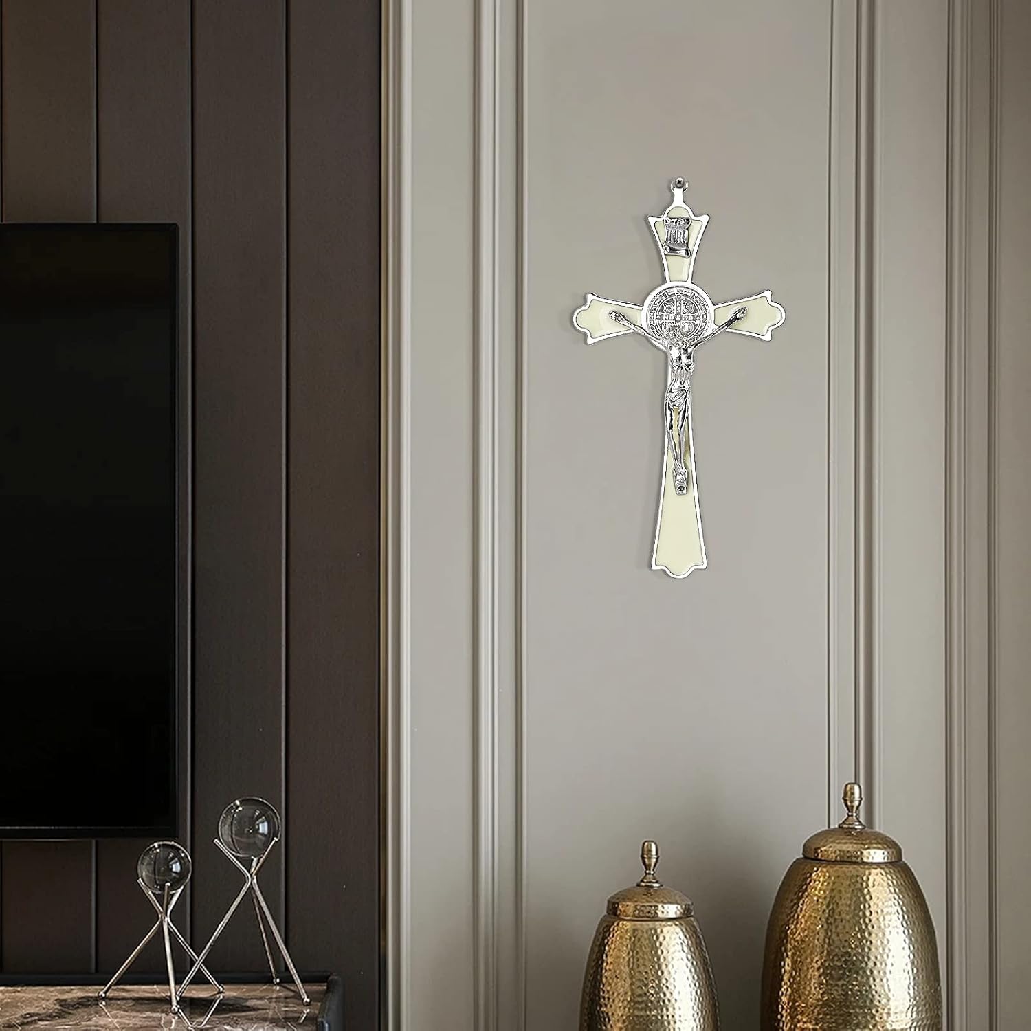 VINETEN Saint Benedict Enamel Wall Cross 8 Inch