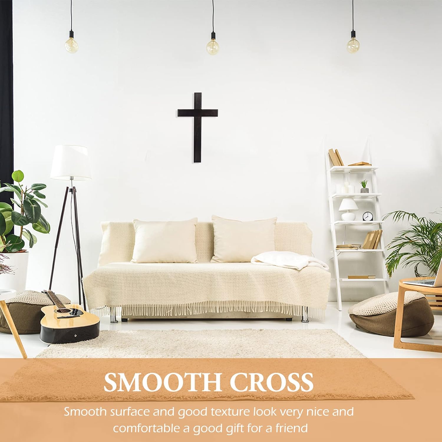 BESPORTBLE Wooden Cross Wall Decoration Black