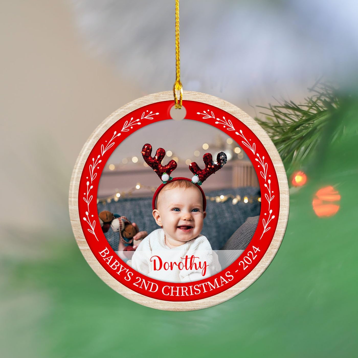 Personalized Babys 2nd Christmas Ceramic Ornament 2025