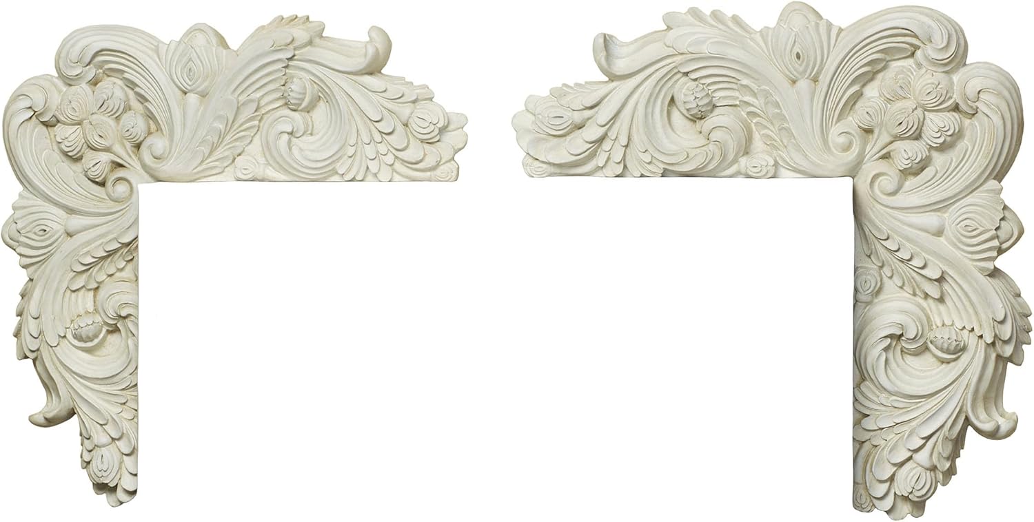 Touch of Class Acanthus Corner Wall Ornament Pair Ivory