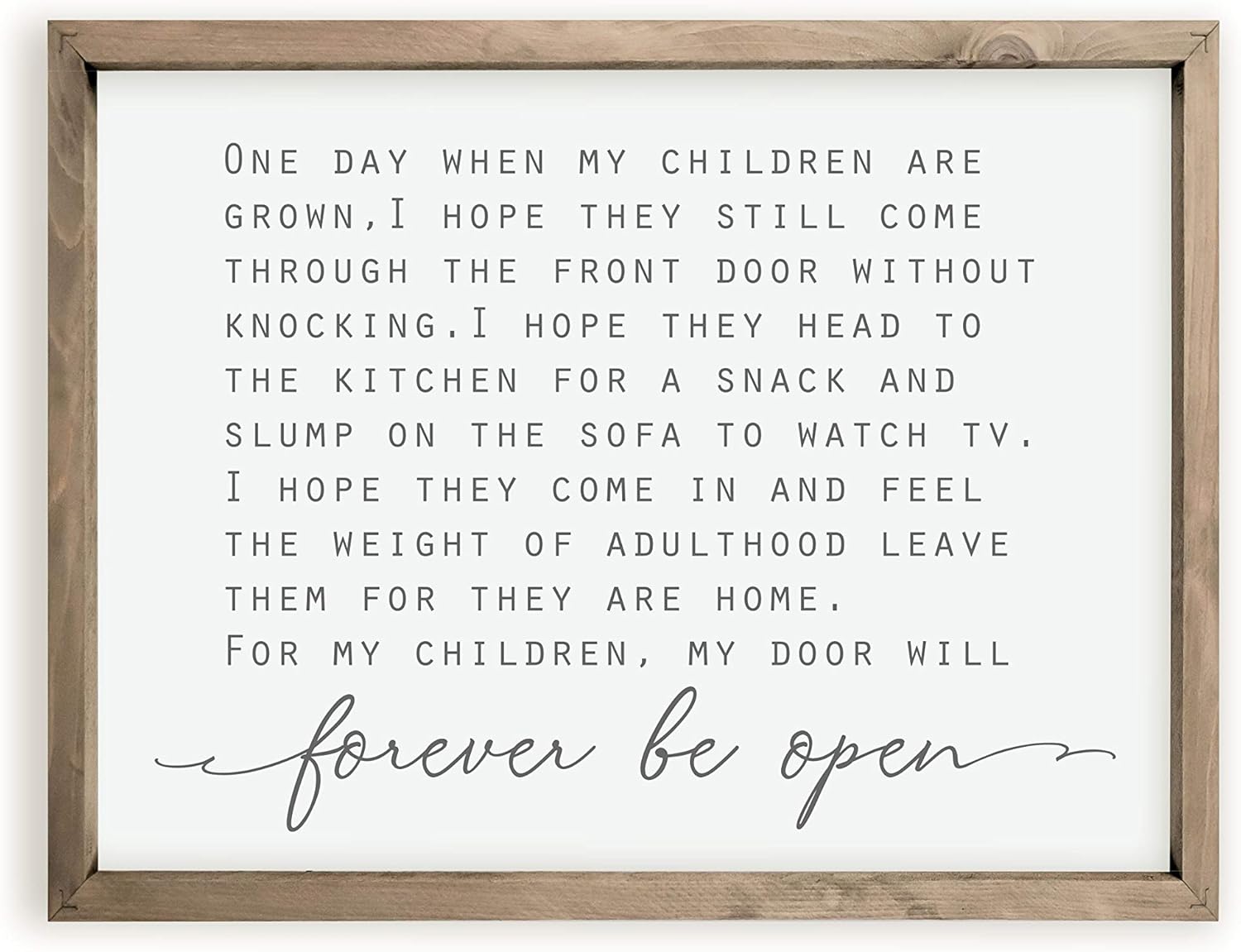 My Door Will Forever Be Open Framed Grandparent Wood Wall Sign