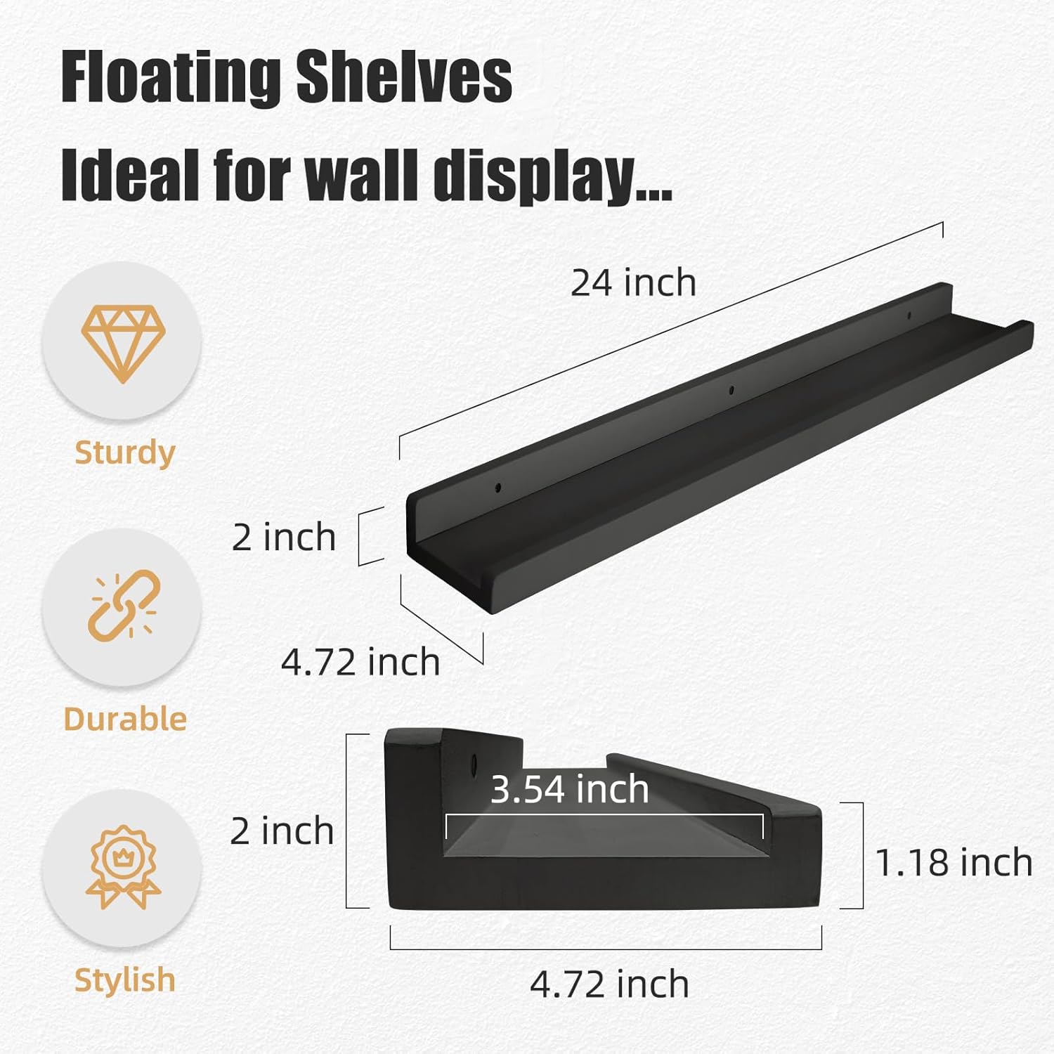 Wood Floating Shelves for Wall 24 Inch