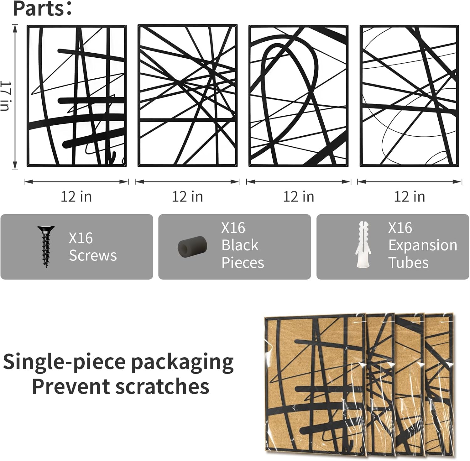 Art3dwallpanels Black Abstract Wall Art 4 Pack