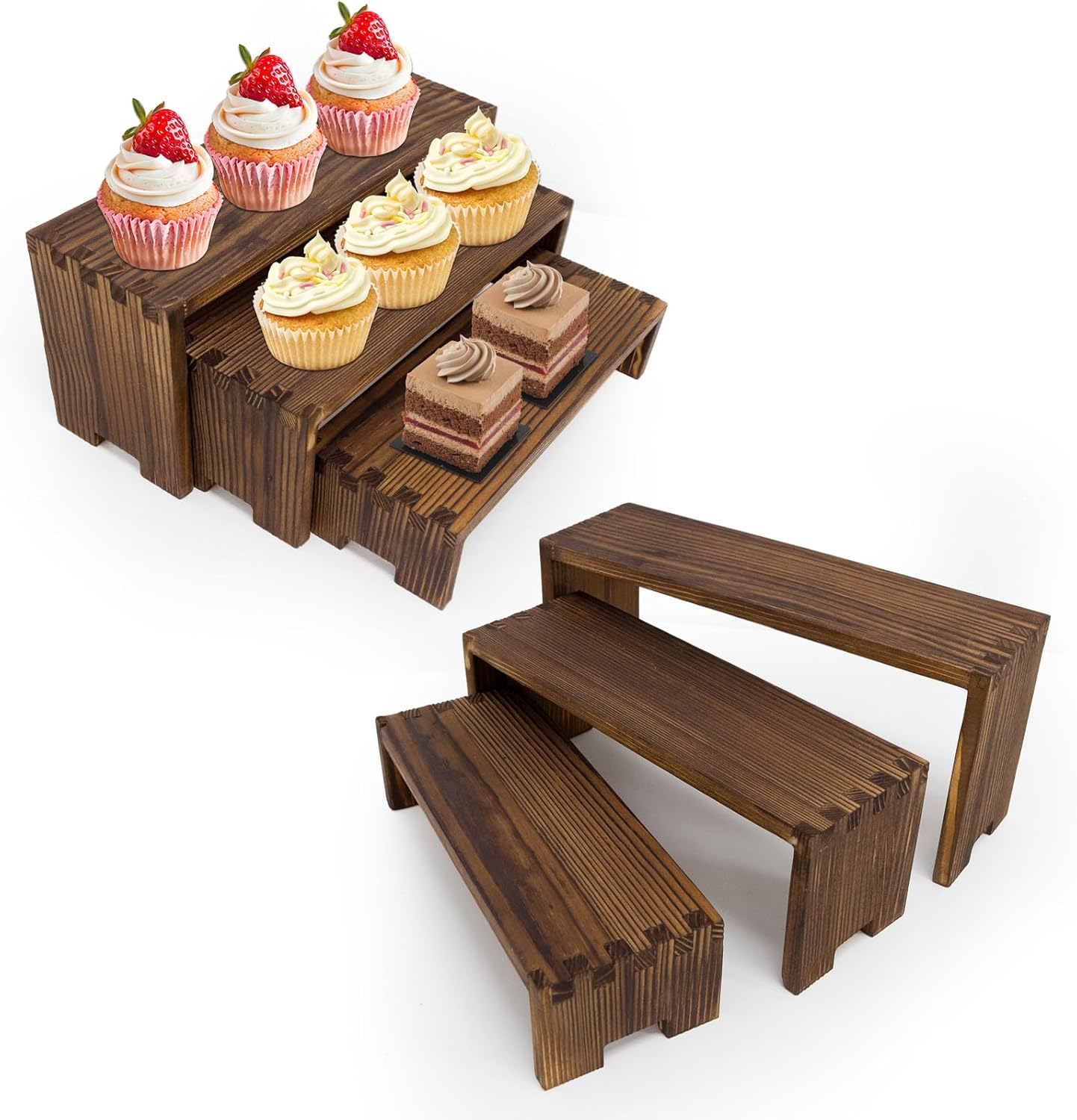 6-Piece Wood Display Risers Set for Home Dcor