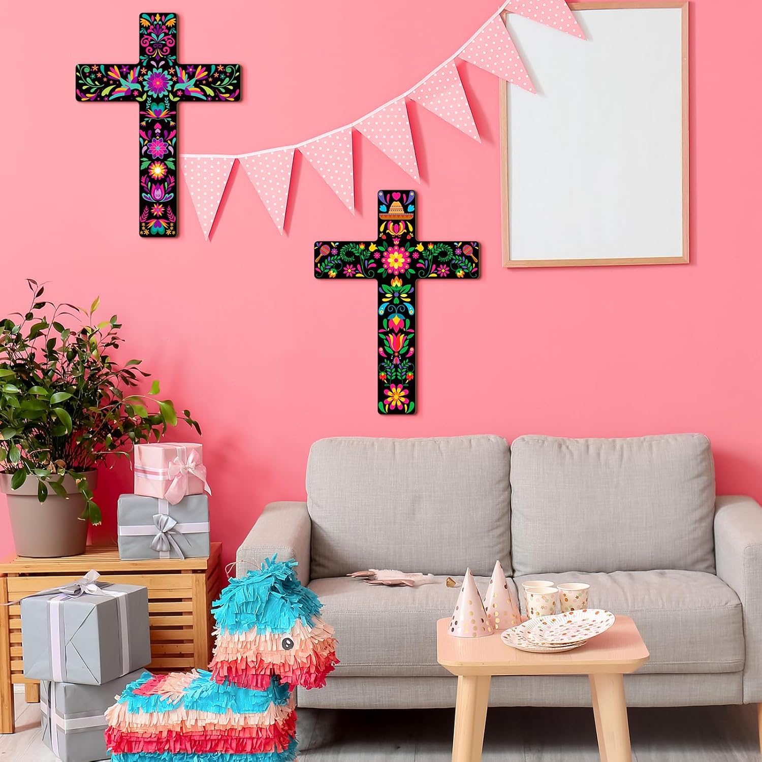 Pinkunn 2 Pcs Mexican Cross Wall Decor Decorations