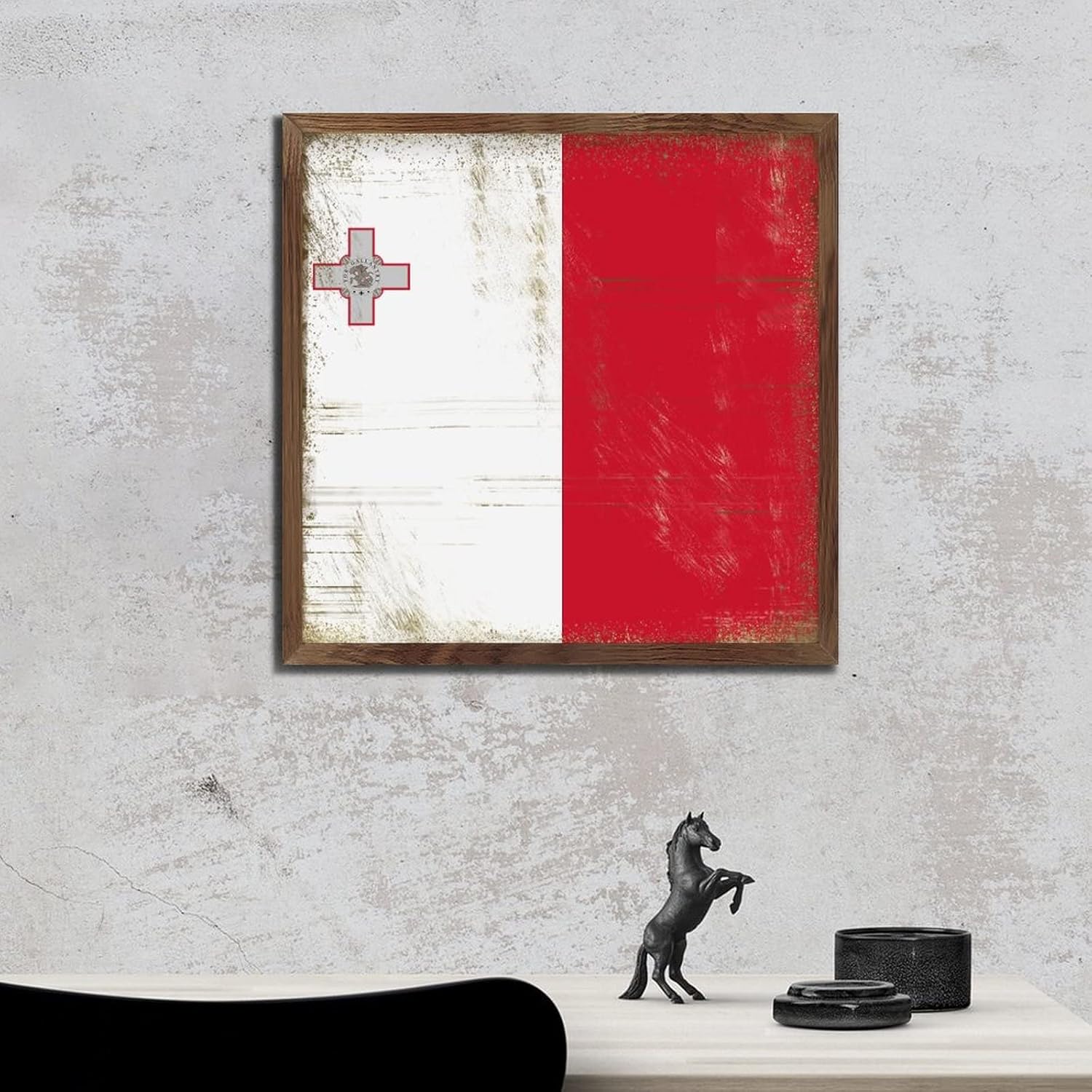 Malta Framed Wood Sign 12x12in Wall Decor