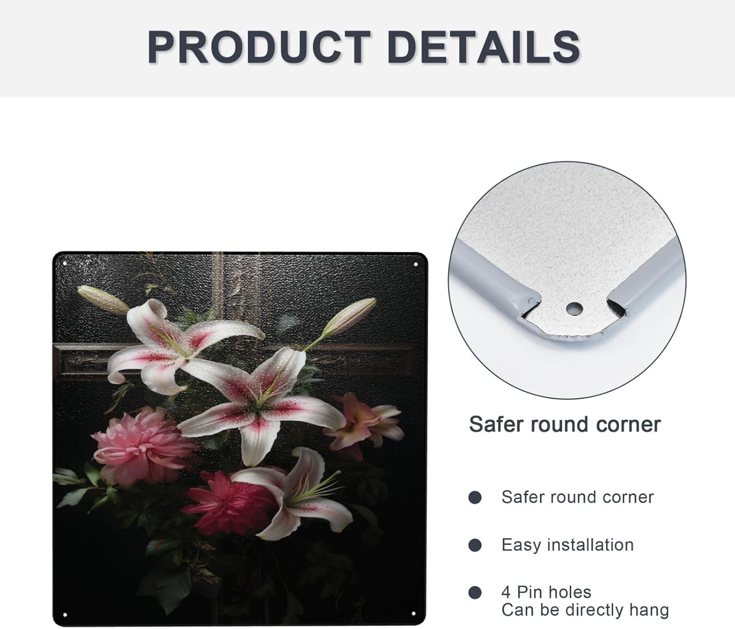 Timeless Elegance Floral Cross Tin Sign Wall Art