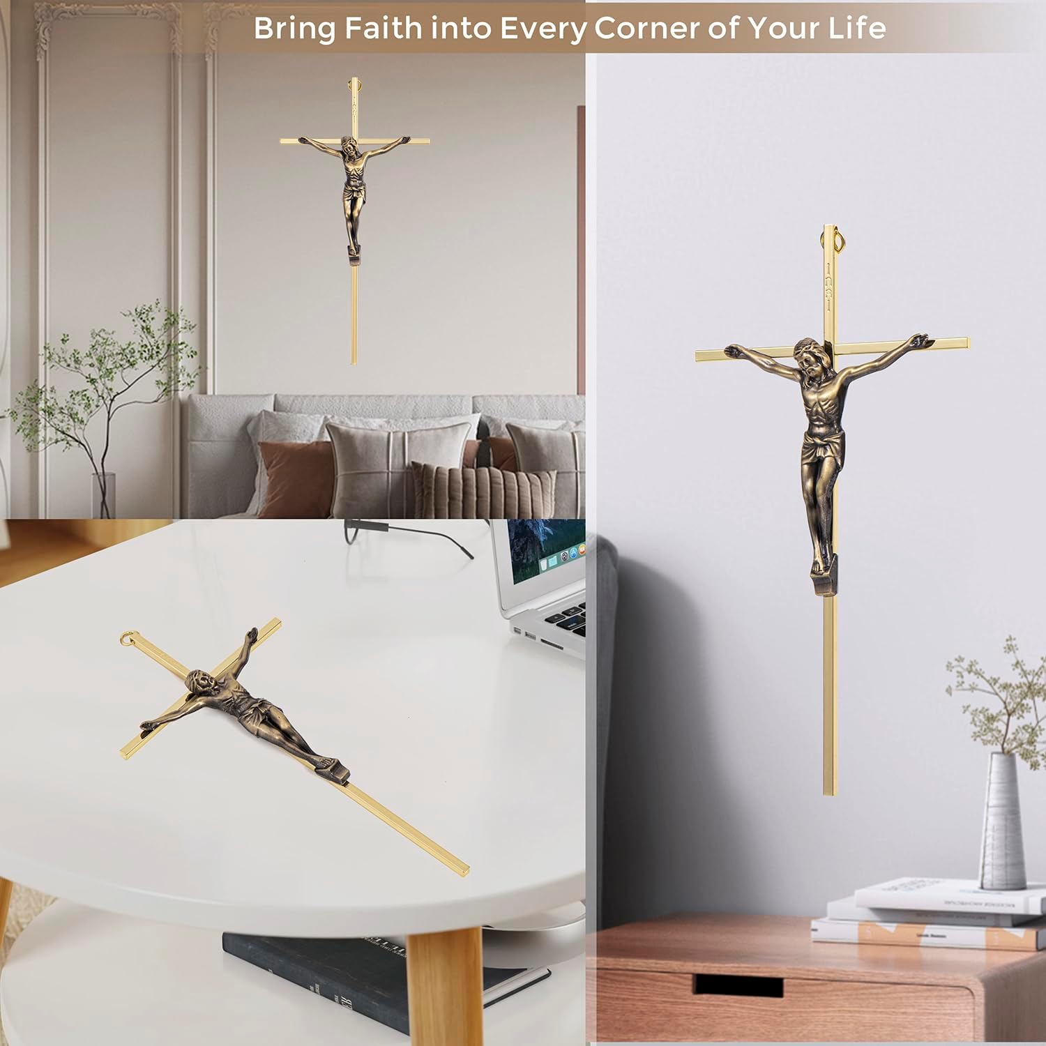 ACHIBANG 10 Inch Gold Crucifix Wall Cross