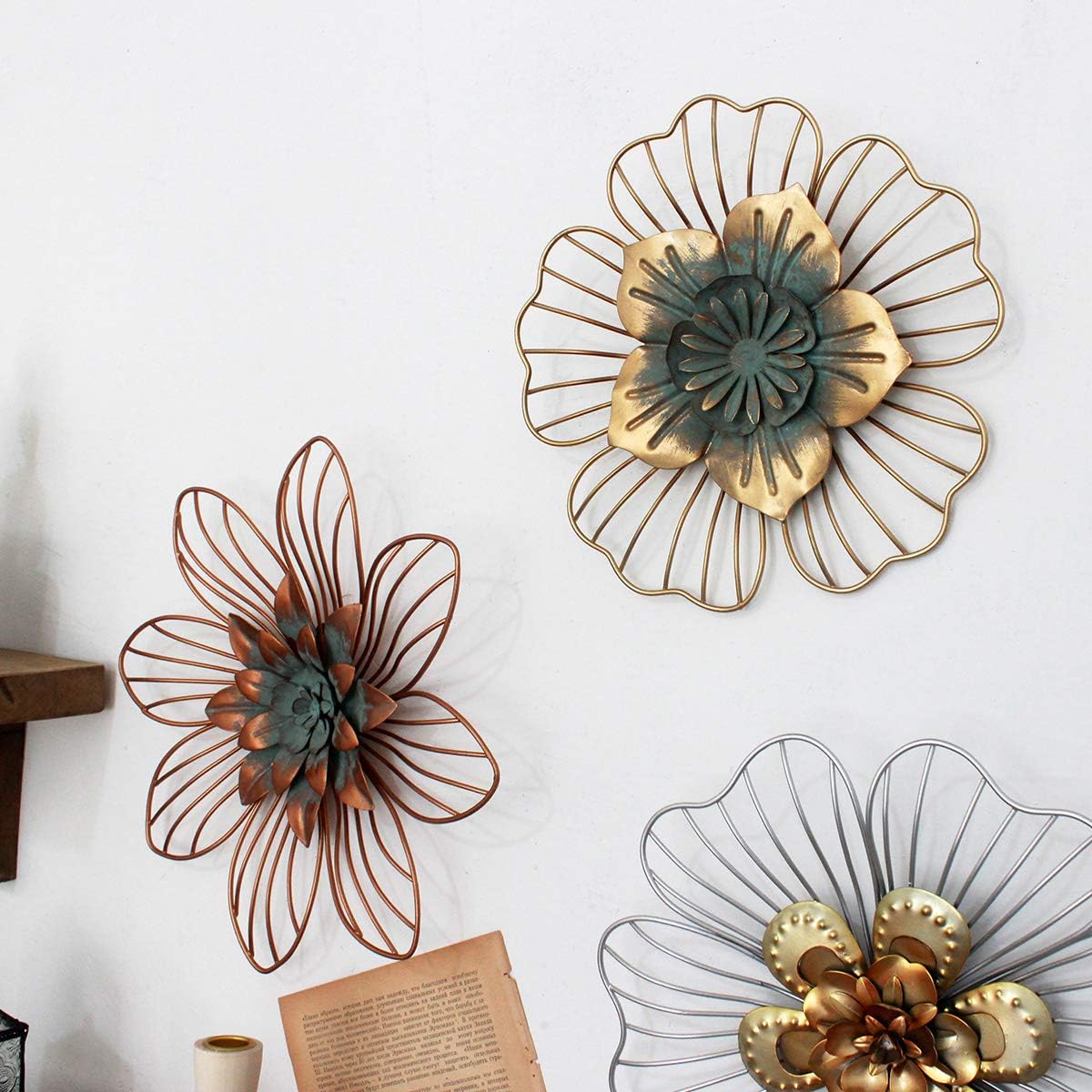 Funerom Golden Floral Wall Decor 11x15x11 Inches