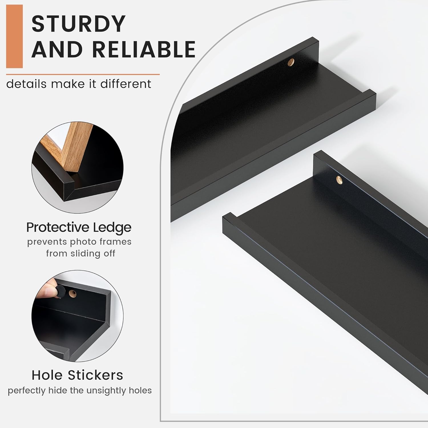 Modern Black Floating Shelf Set of 4 24 Inches Long
