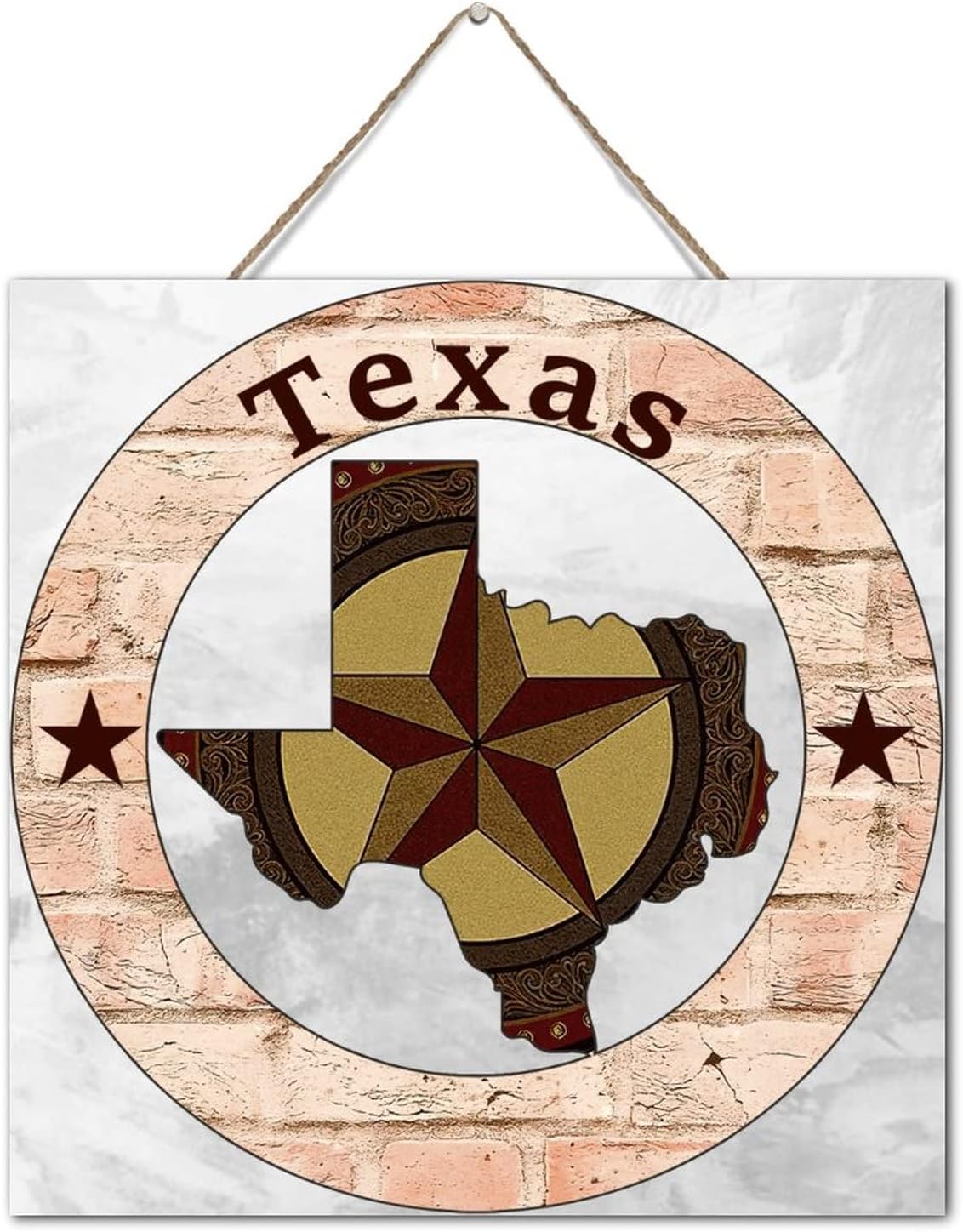 Autravelco Texas Lone Star Wall Sign 12x12 Inch