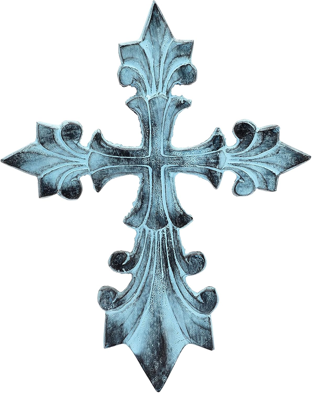 Antique Rustic Blue 8 Inch Wall Cross Decor