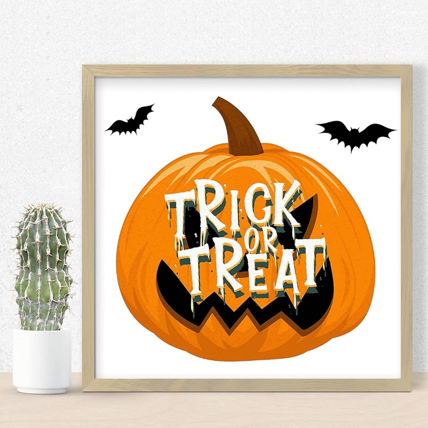 Happy Halloween Wood Framed Pumpkin Wall Sign