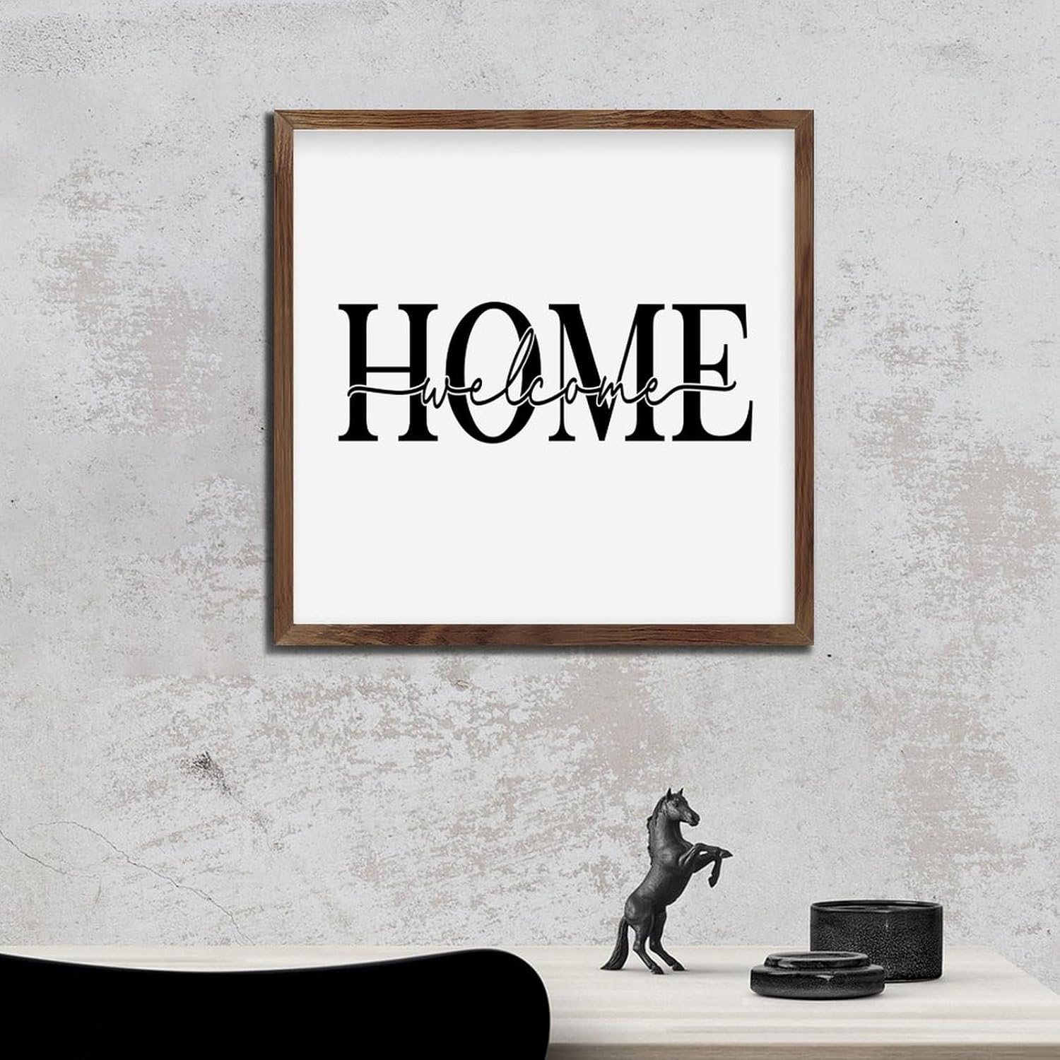 Farmhouse Wood Framed Welcome Home Sign 12x12in 1