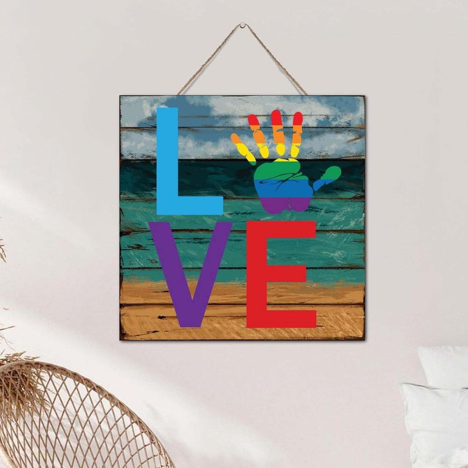 Love Is Love 12x12 Inch Wooden Wall Sign Modern Decor