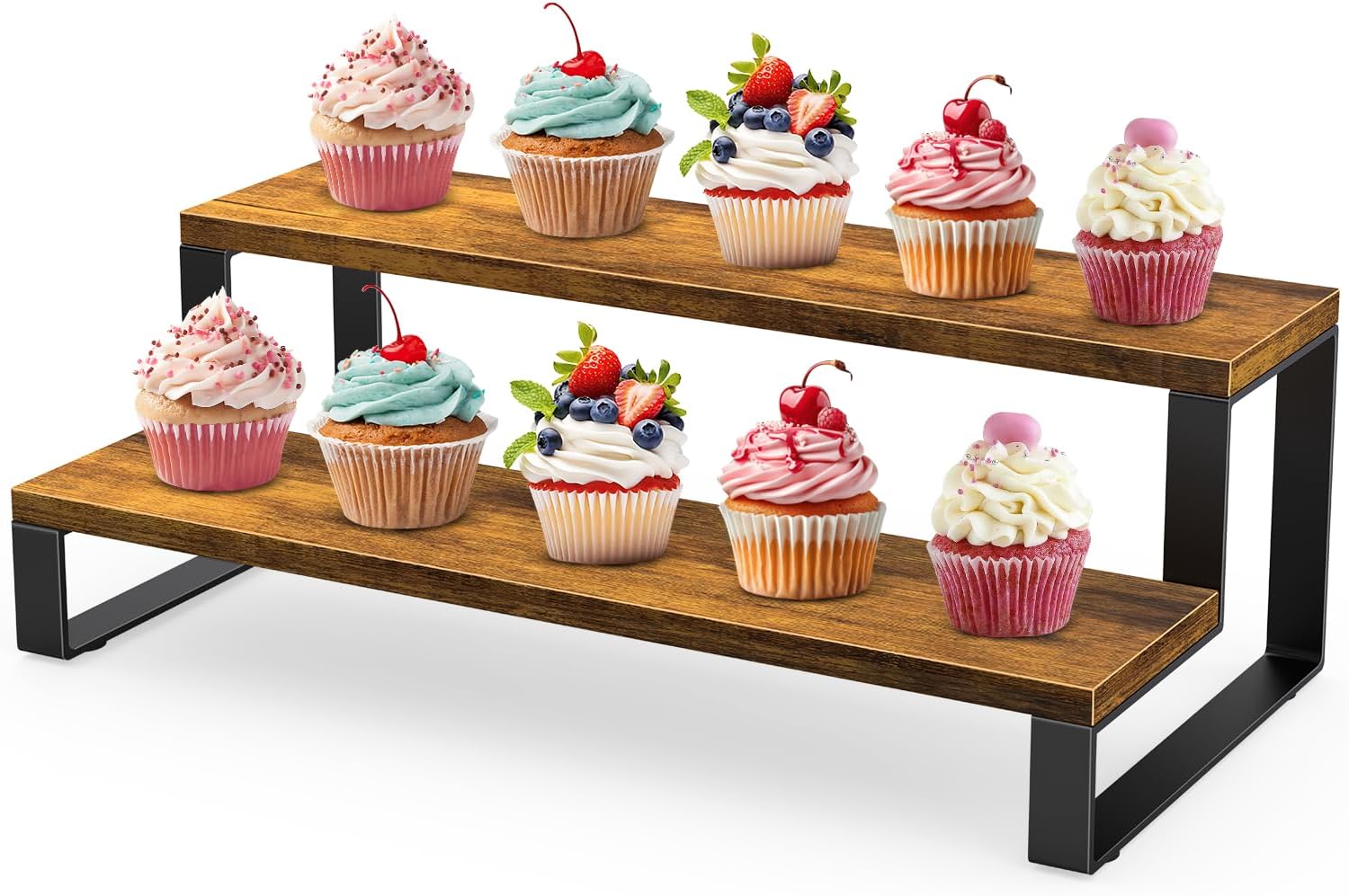 ELITEROO 2 Tier Wooden Display Riser Stand