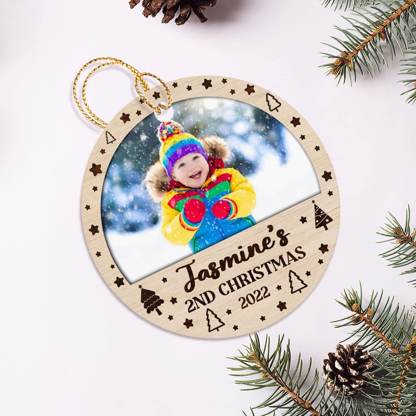 Personalized Babys Second Christmas Ornament with Photo