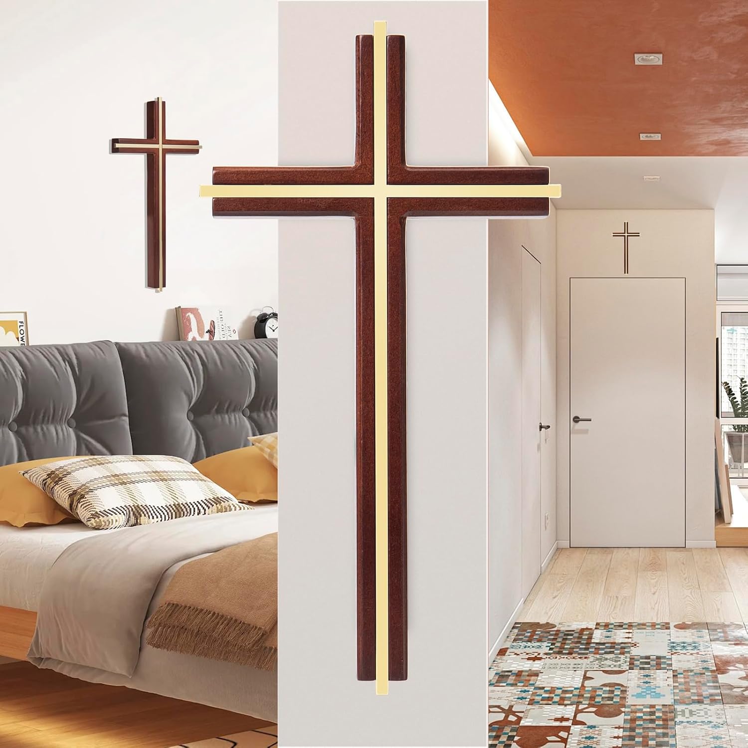 ACHIBANG 10 Inch Wooden Wall Cross for Home Decor