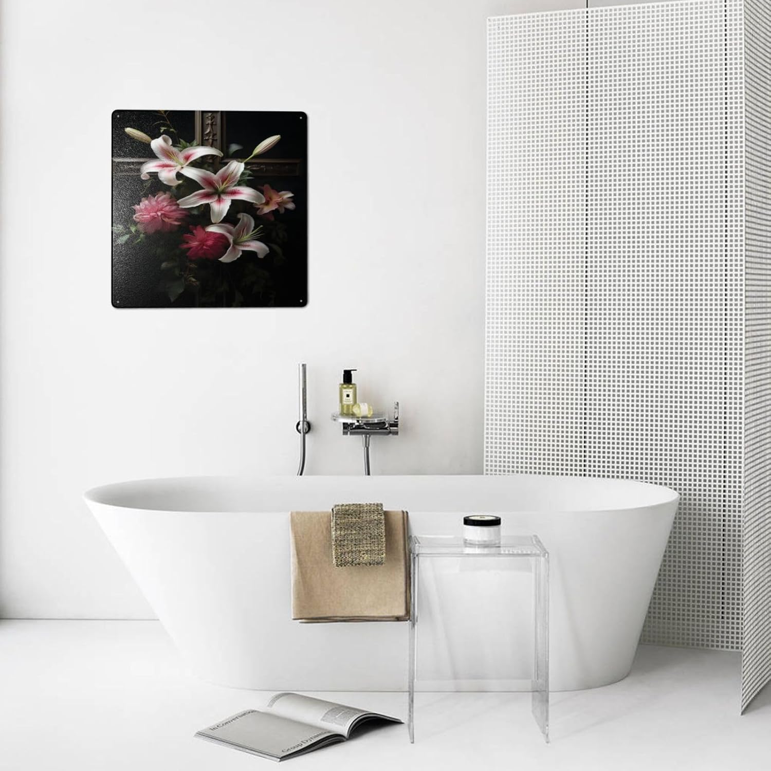 Timeless Elegance Floral Cross Tin Sign Wall Art