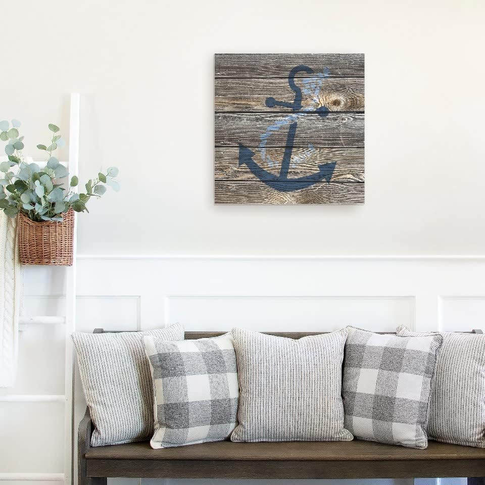 Rustic Nautical Anchor Wall Decor Sign 12x12