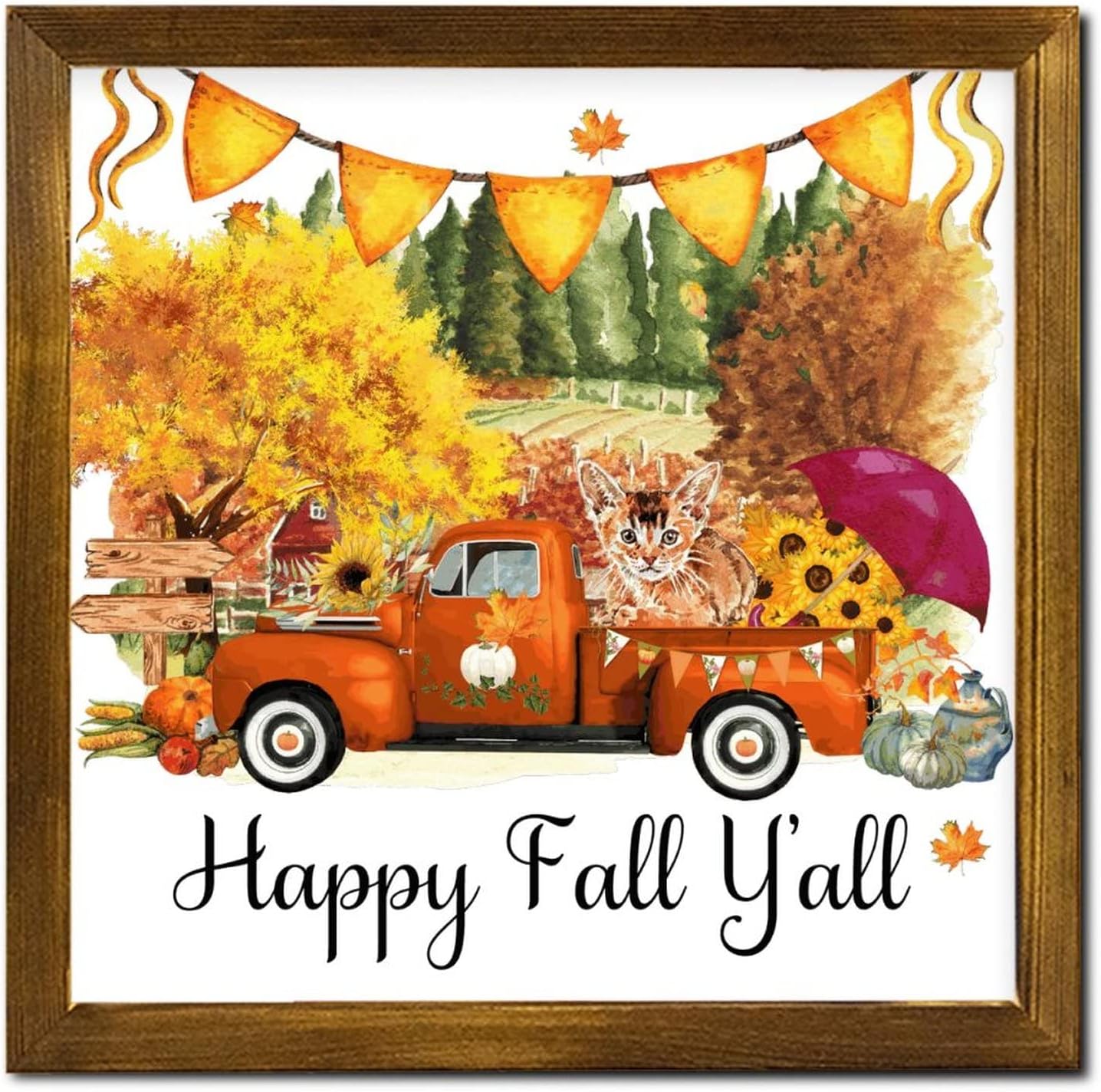 Happy Fall Yall Farm Pumpkin Orange Wall Sign