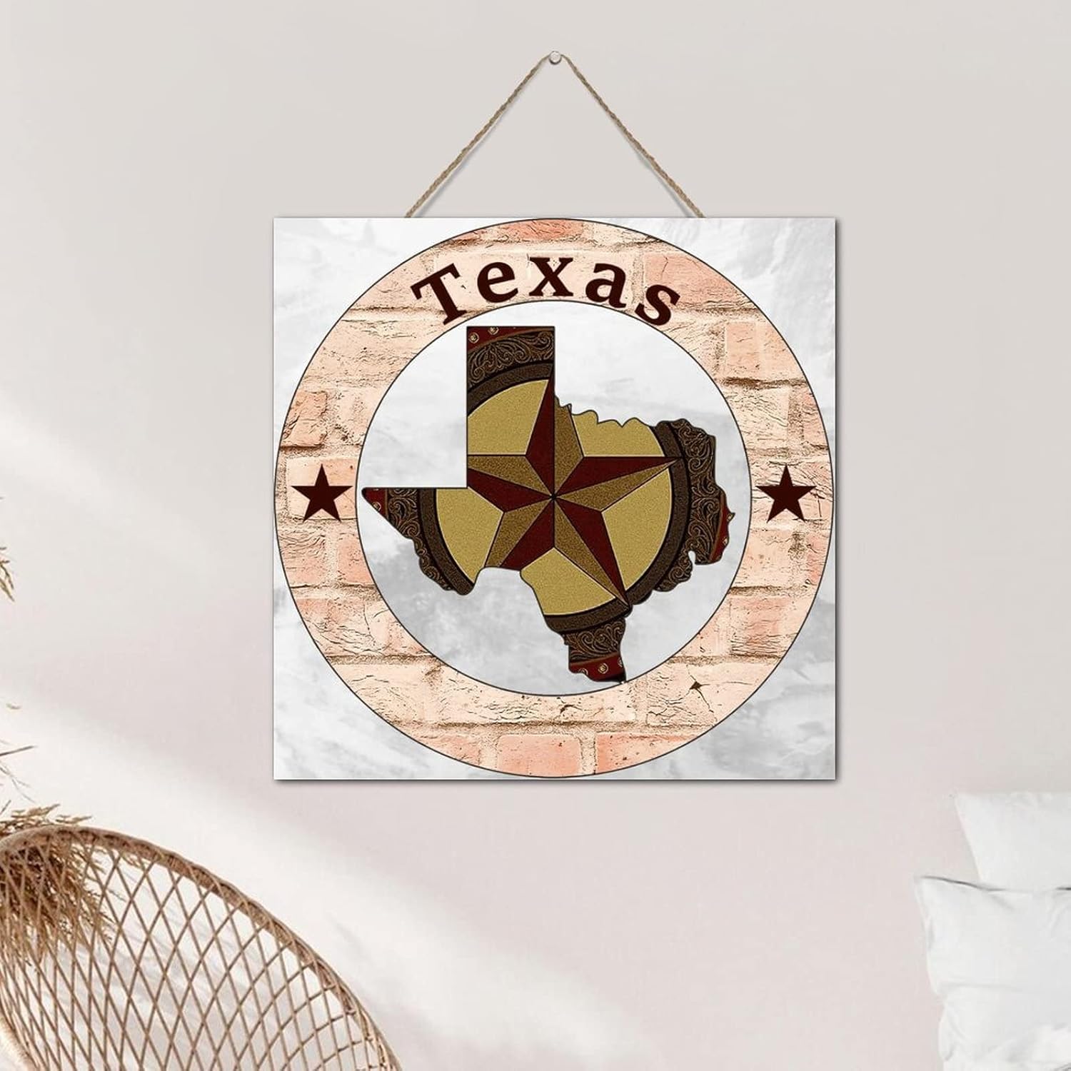 Autravelco Texas Lone Star Wall Sign 12x12 Inch