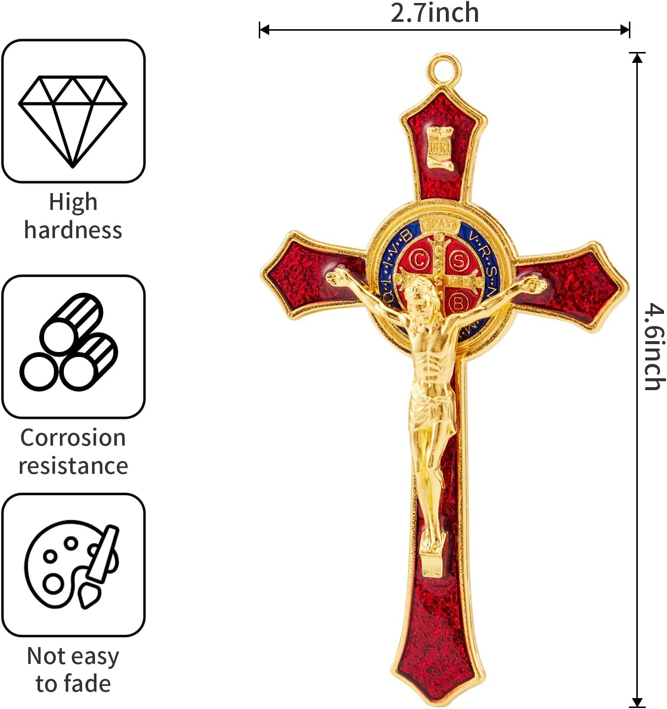 St Benedict Crucifix Wall Decor Red Enamel Gift