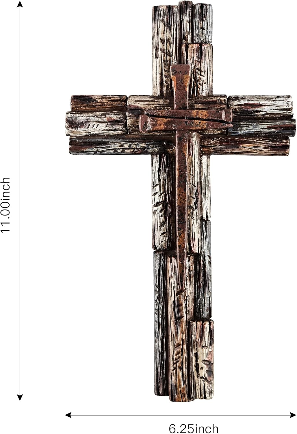 Eagrafts Rustic Layered Wood Resin Wall Cross
