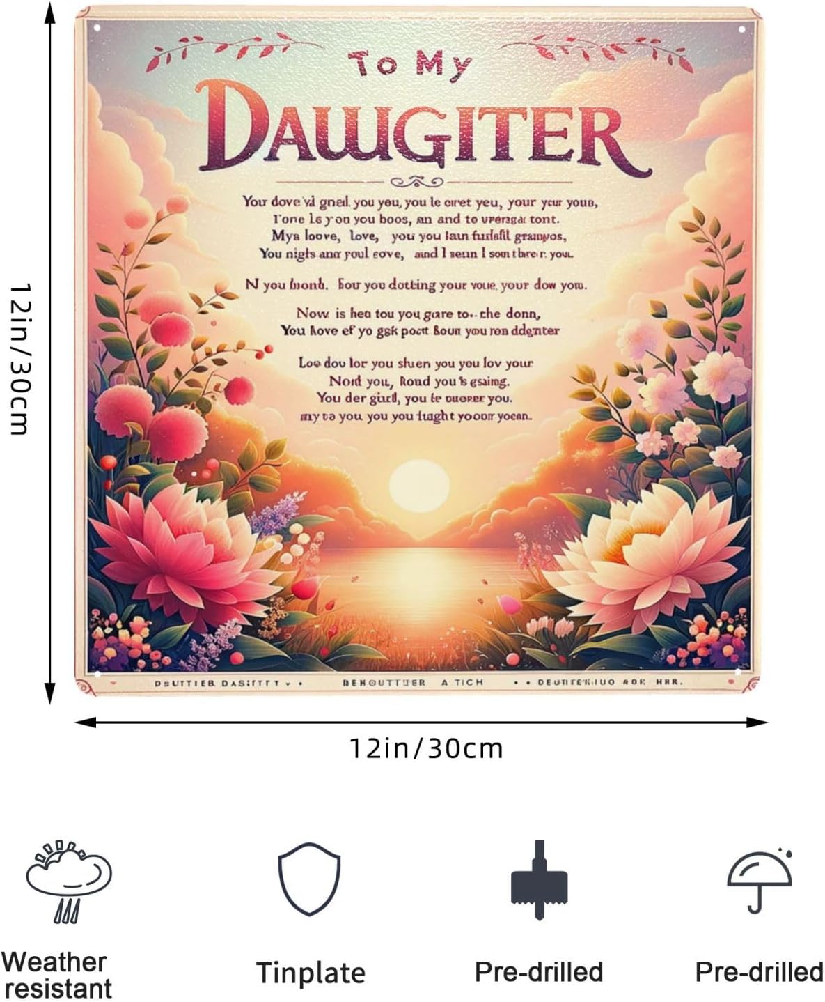 Floral Sunrise Metal Wall Art Sign for Daughters Room