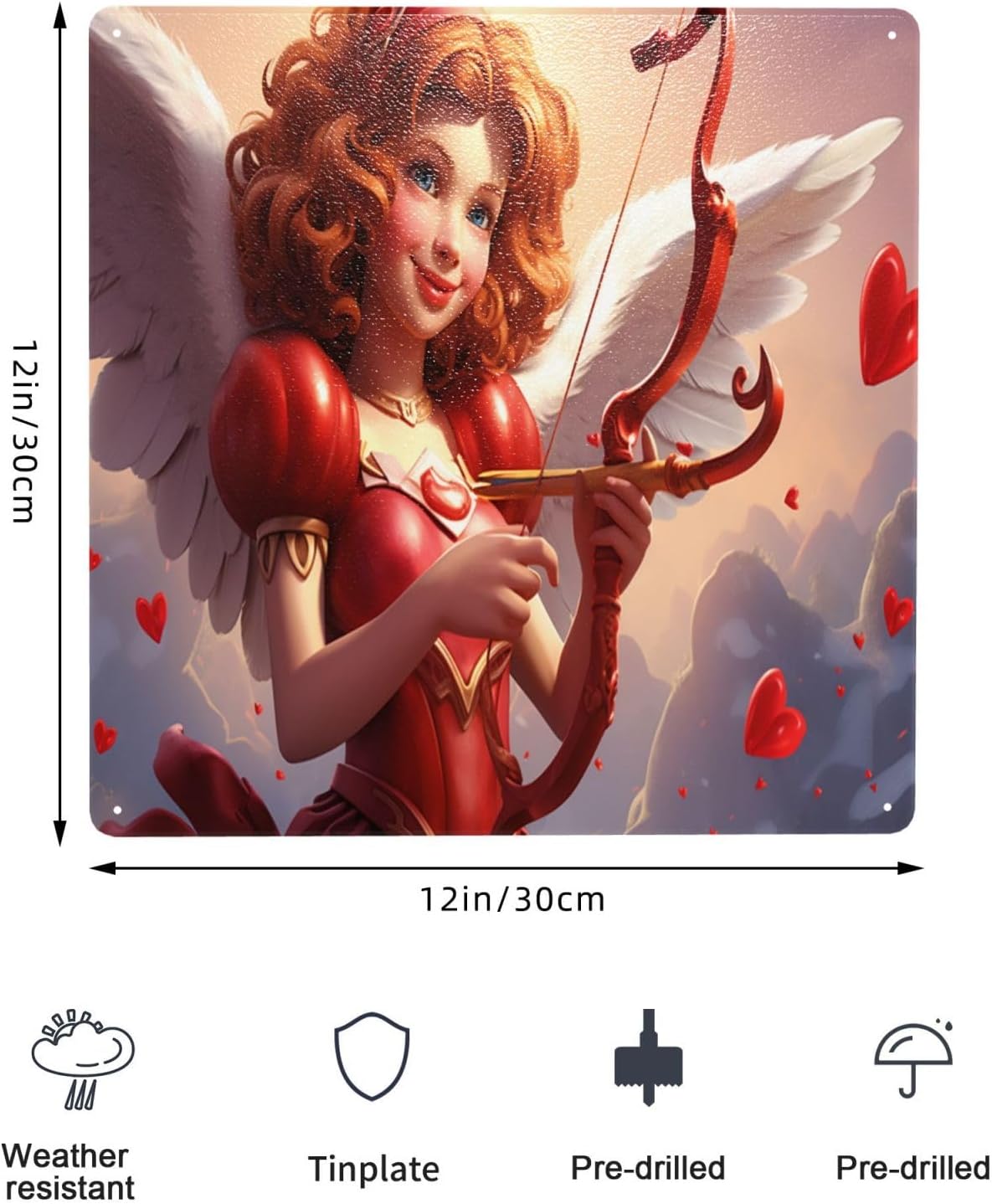 Enchanting Cupids Charm Tin Sign 12x12inch