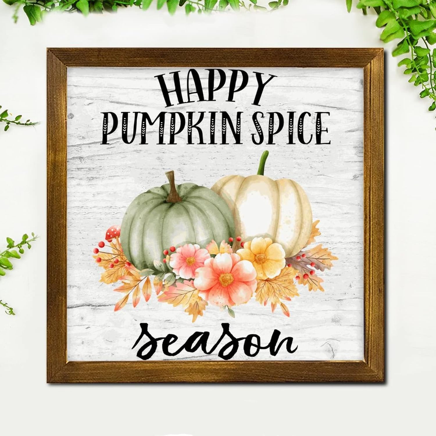 Happy Pumpkin Spice Season Framed Wooden Sign 12x12