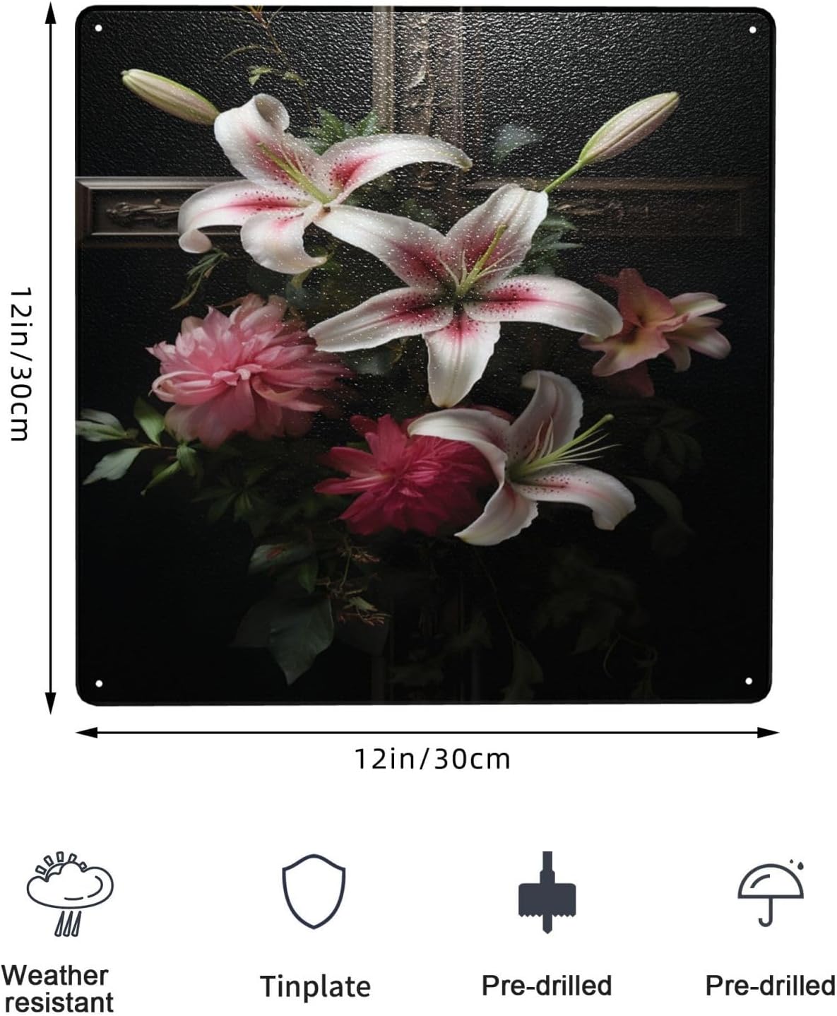 Timeless Elegance Floral Cross Tin Sign Wall Art 1