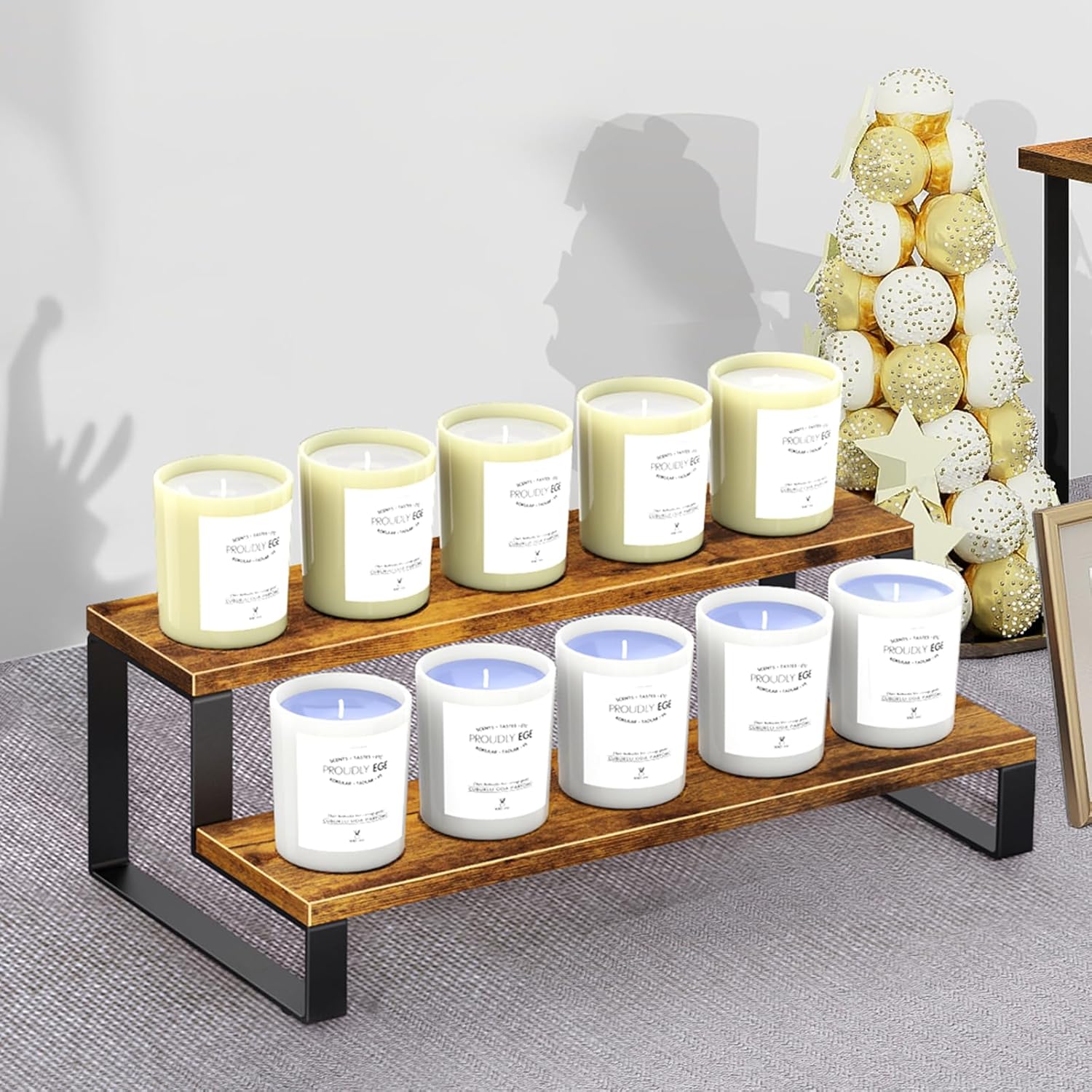 ELITEROO 2 Tier Wooden Display Riser Stand