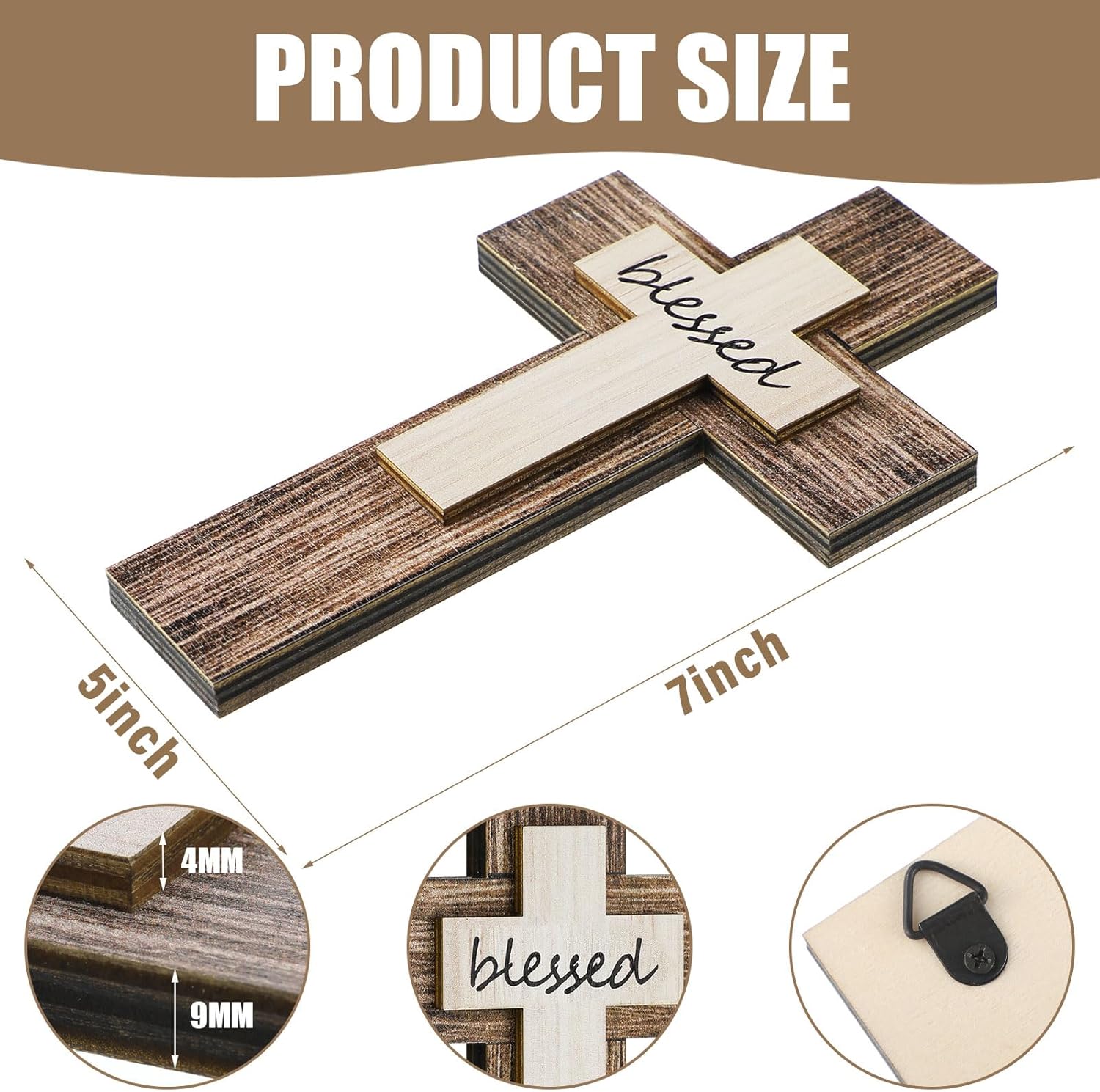 Yalikop 3 Piece Wooden Cross Wall Decor Set