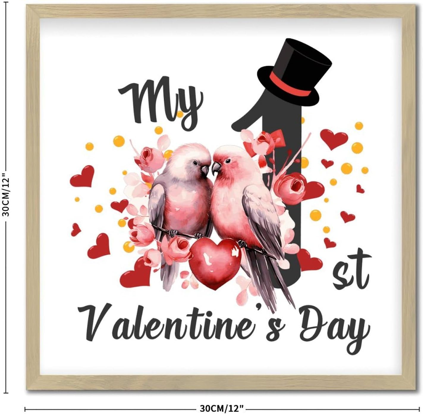 My 1st Valentines Day Birds Wall Decor Wood Sign