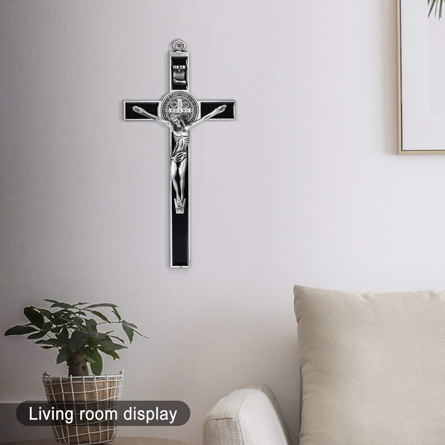 Wellcho Black Enamel Crucifix Wall Cross - Saint Benedict Religious Wall Art